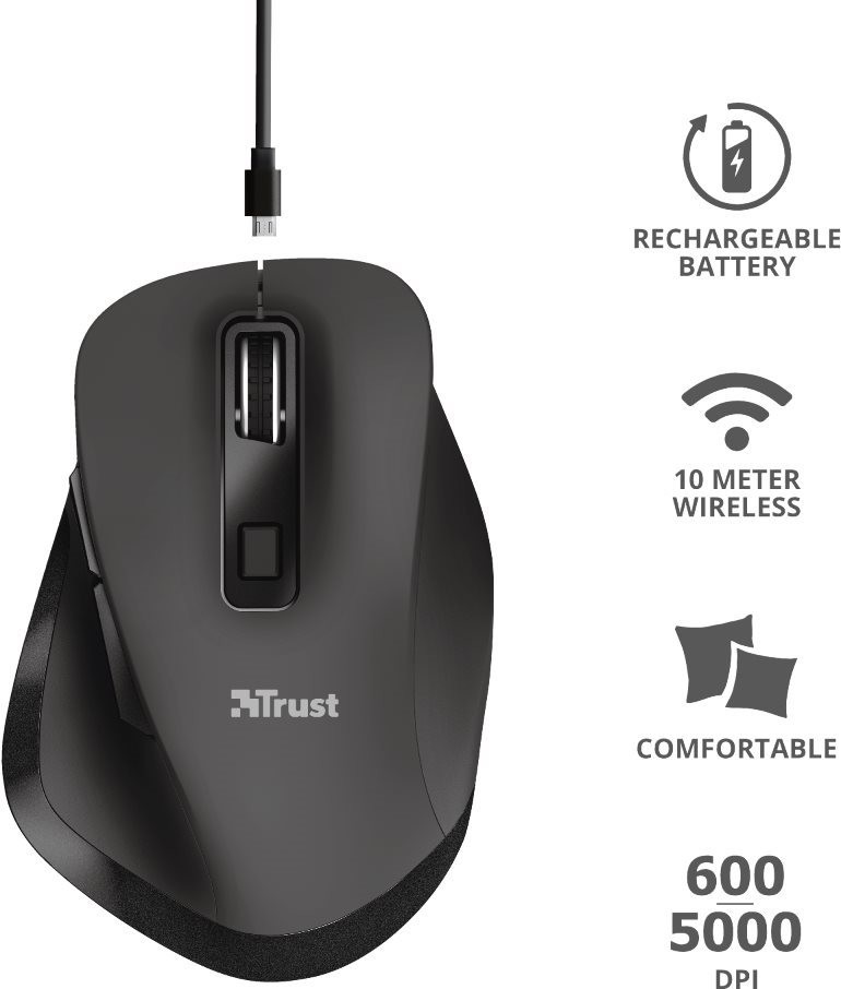 Trust Fyda Rechargeable Wireless Comfort Mouse 23804